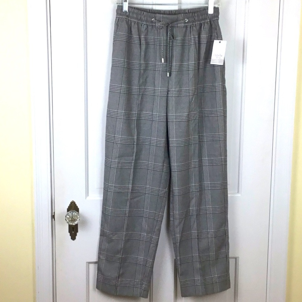 Ophelia Roe High Rise Plaid Pants Pull On Drawstring NWT